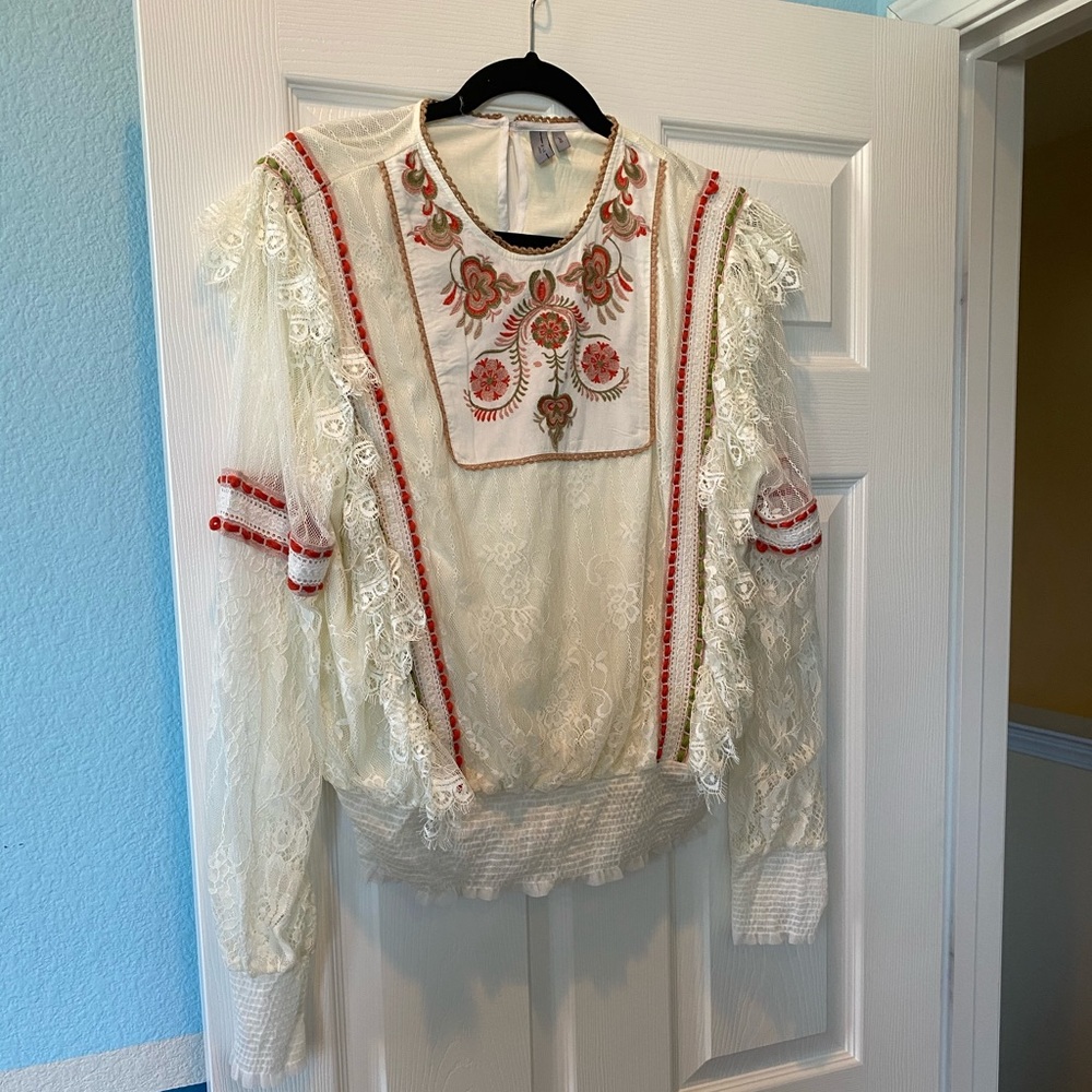 Anthropologie Beautiful Lace Blouse by Bl^nk
